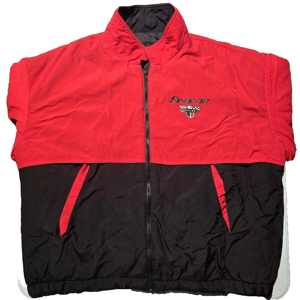 VTG Swingster Snap-On Racing Jacket Mechanic Track XL Quilted Full Zip Red Black